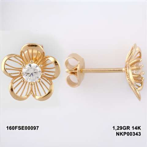 160FSE00097 Sarı Altın 14 Ayar 1,29 Gr. Küpe