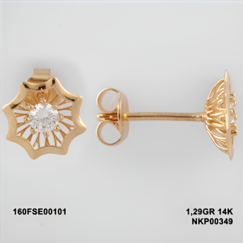 160FSE00101 Sarı Altın 14 Ayar 1,29 Gr. Küpe