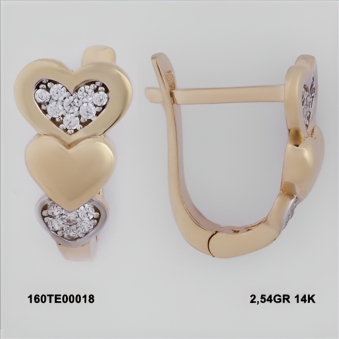 160TE00018 Sarı Altın 14 Ayar 2,54 Gr. Küpe