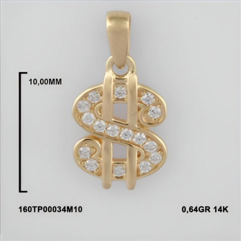 160TP00034M10 Sarı Altın 14 Ayar 0,64 Gr. Kolye Ucu